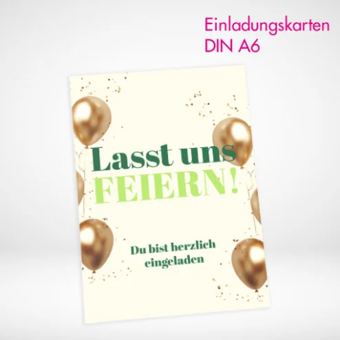 Einladungskarten A6 drucken lassen und selbst online gestalten bei PrintOnline24.