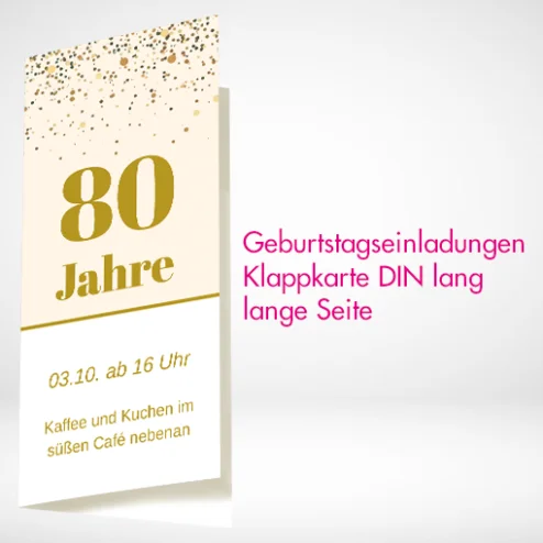 Geburtstagseinladungen Klappkarten DIN-Lang drucken lassen und bestellen.