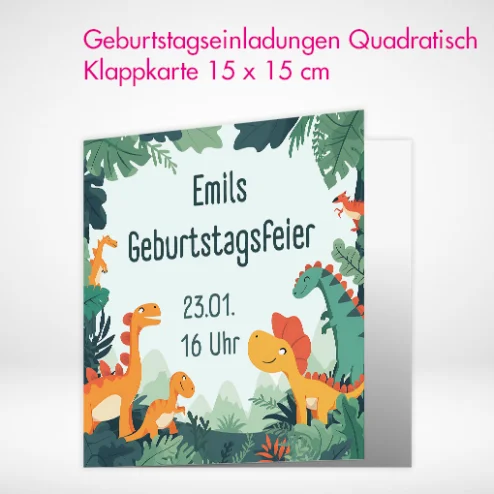 Geburtstagseinladungen Klappkarten quadratisch drucken lassen und online bestellen.