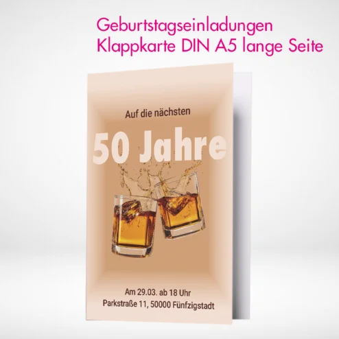 Geburtstagseinladungen Klappkarten A5 drucken lassen und selbst online gestalten.