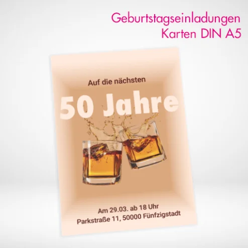 Geburtstagseinladungen Karten A5 auf hochwertige Papiersorten drucken lassen und online bestellen.