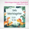 Geburtstagseinladungen Karten quadratisch drucken und selbst online gestalten.