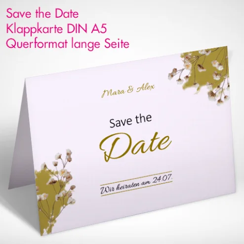 Save the Date Klappkarten A5 drucken und bestellen.