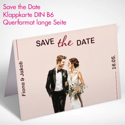 Save the Date Klappkarten B6 frei gestalten oder eigene Dateien hochladen und drucken lassen.