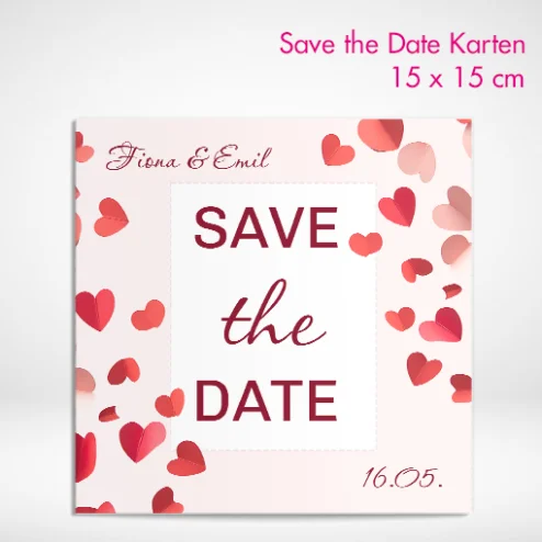 Save the Date Karten quadratisch 15 x 15 cm online gestalten und drucken lassen