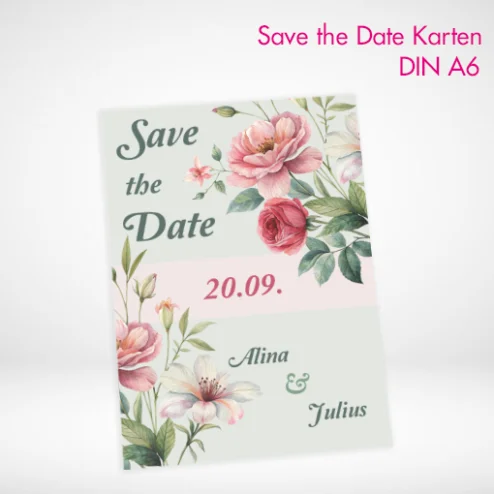 Save the Date Karten A6 schnell und günstig drucken und bestellen.