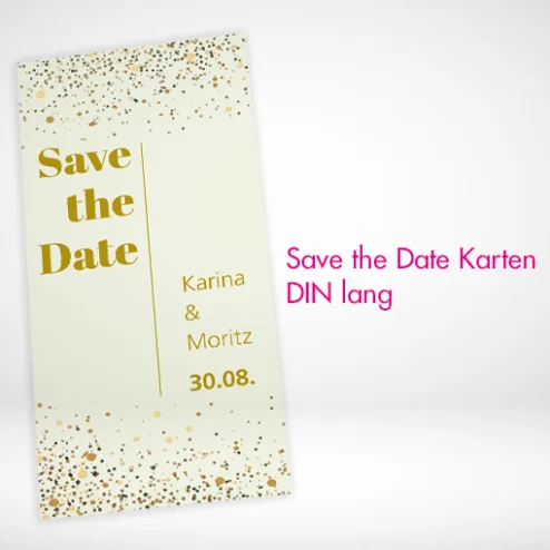 Save the Date Karten DIN Lang 10,5 x 21 cm drucken lassen und bestellen.