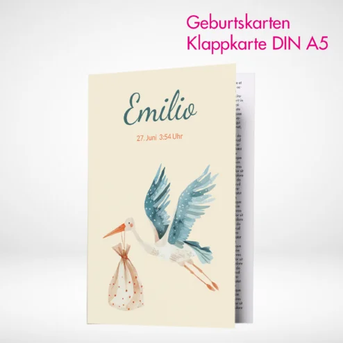Geburtskarten Klappkarten A5 drucken und bestellen. Individuelle Geburtskarten Klappkarten A5 online gestalten und drucken lassen.