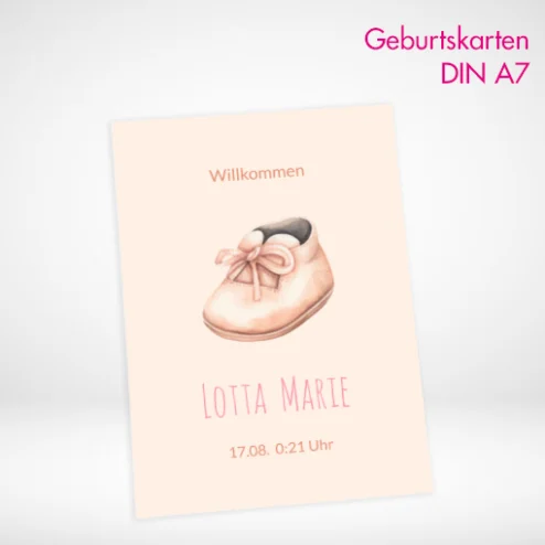 Geburtskarten A7 drucken lassen auf verschiedenen Papierstärken. Geburtskarten A7 einfach online gestalten und bestellen.