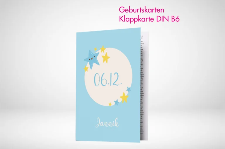 Geburtskarten Klappkarten B6 drucken und bestellen. Geburtskarten Klappkarten B6 online gestalten und drucken lassen.