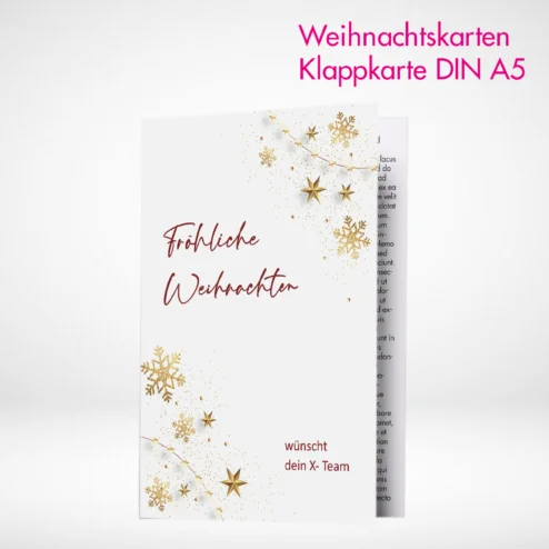 Weihnachtskarten Klappkarten A5 drucken lassen und bestellen. Weihnachtskarten Klappkarten A5 online gestalten und drucken.