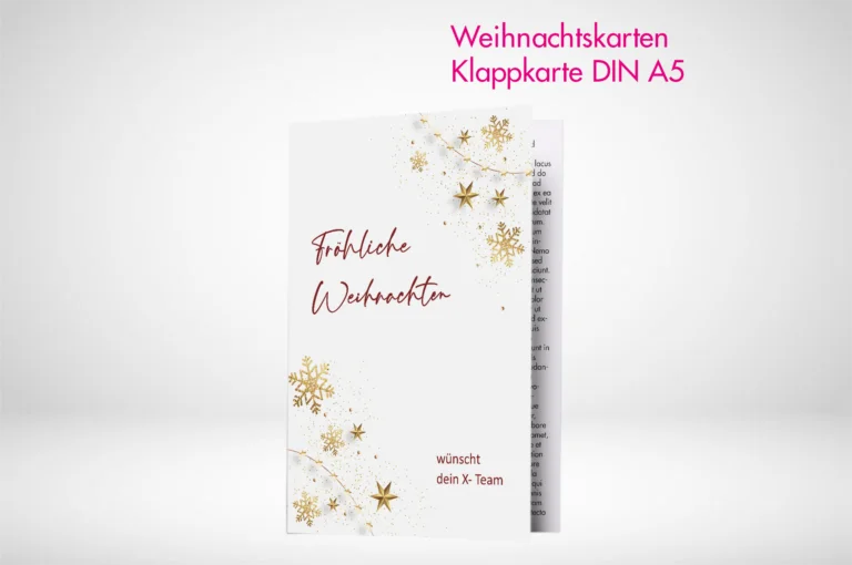 Weihnachtskarten Klappkarten A5 drucken lassen und bestellen. Weihnachtskarten Klappkarten A5 online gestalten und drucken.