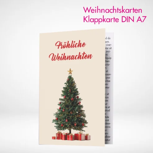 Weihnachtskarten Klappkarten A7 drucken und bestellen. Weihnachtskarten Klappkarten A7 online gestalten und drucken lassen.