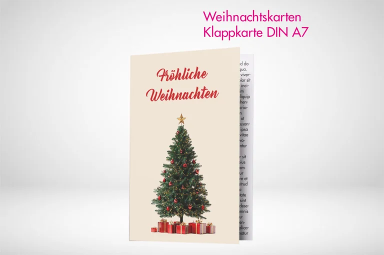 Weihnachtskarten Klappkarten A7 drucken und bestellen. Weihnachtskarten Klappkarten A7 online gestalten und drucken lassen.