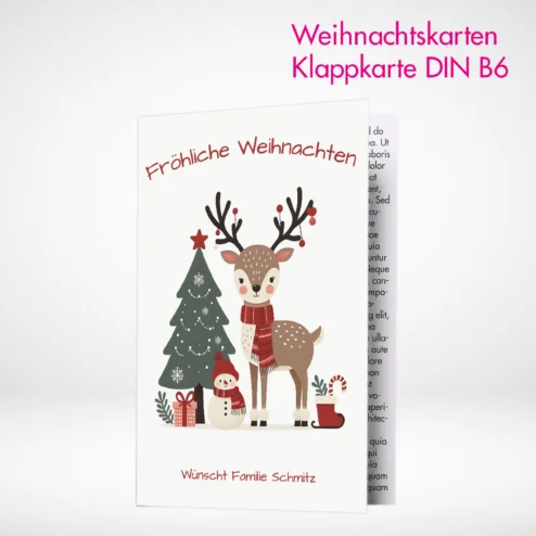 Weihnachtskarten Klappkarten B6 drucken und bestellen. Weihnachtskarten Klappkarten B6 online gestalten und drucken lassen.
