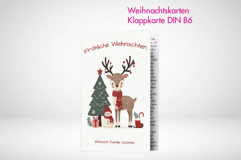 Weihnachtskarten Klappkarten B6 drucken und bestellen. Weihnachtskarten Klappkarten B6 online gestalten und drucken lassen.
