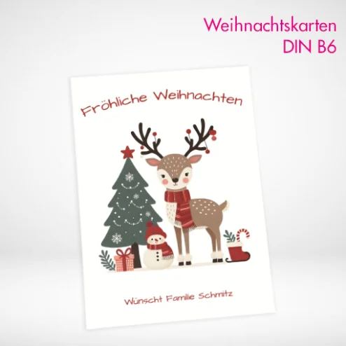 Weihnachtskarten B6 drucken und bestellen. Weihnachtskarten B6 selbst online gestalten und bei PrintOnline24 drucken.