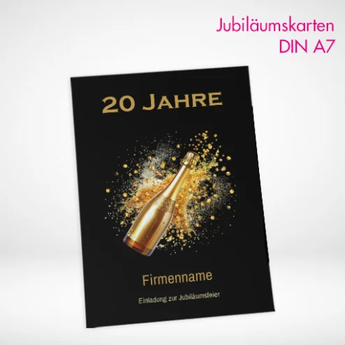 Jubiläumskarten A7 drucken bei PrintOnline24. Jubiläumskarten A7 online gestalten und bestellen.
