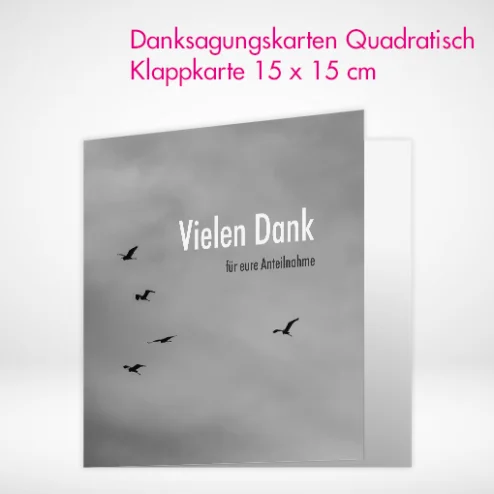 Danksagungskarten Klappkarten quadratisch drucken und bestellen. Danksagungskarten Klappkarten quadratisch online gestalten und drucken lassen.