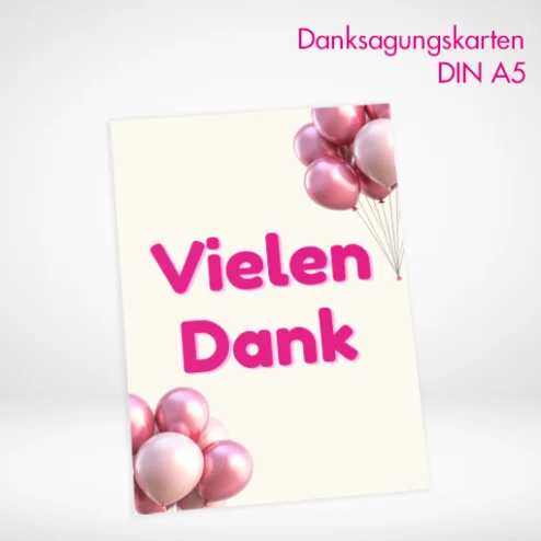 Danksagungskarten A5 drucken und bestellen. Danksagungskarten A5 selbst online gestalten und drucken lassen.