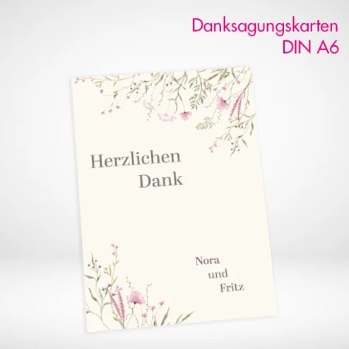 Danksagungskarten A6 drucken und bestellen. Danksagungskarten A6 selbst online gestalten und drucken lassen.