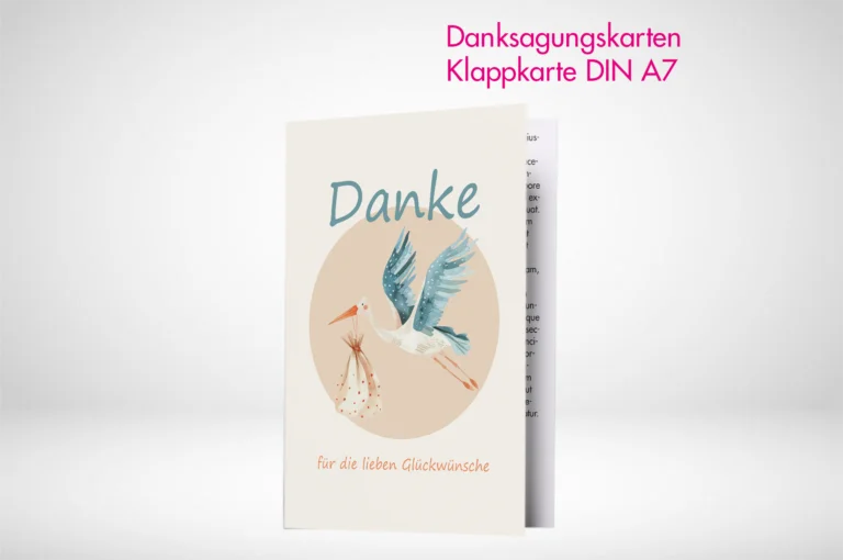 Danksagungskarten Klappkarten A7 drucken lassen. Danksagungskarten Klappkarten A7 online gestalten und bestellen.