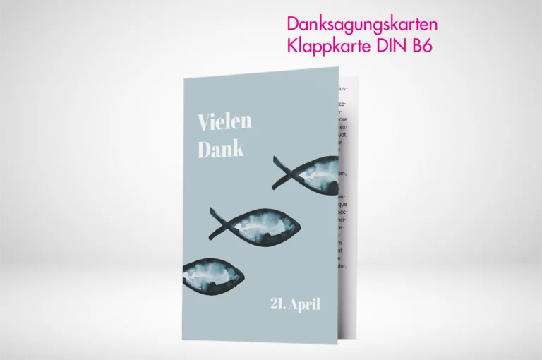 Danksagungskarten Klappkarten B6 drucken und bestellen. Danksagungskarten Klappkarten B6 selbst online gestalten und drucken lassen.