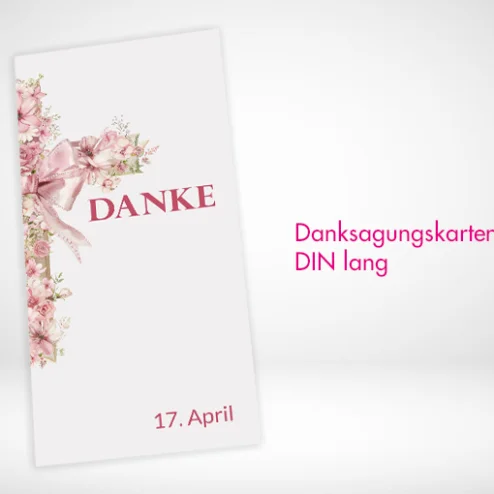 Danksagungskarten DIN Lang drucken und bestellen. Danksagungskarten DIN Lang online gestalten und drucken lassen.