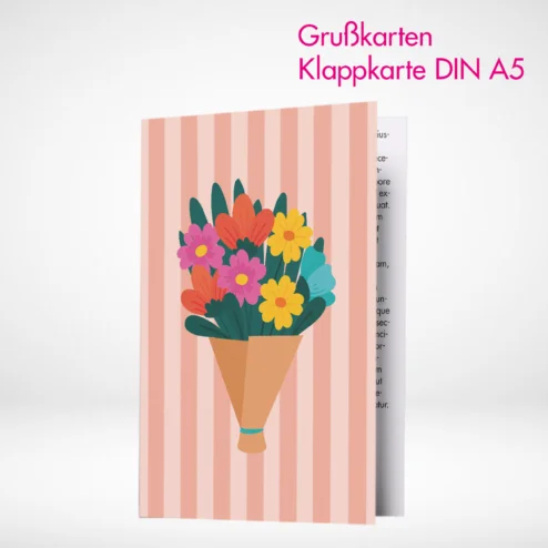Grußkarten Klappkarten A5 drucken und bestellen. Grußkarten Klappkarten A5 online gestalten und drucken lassen.