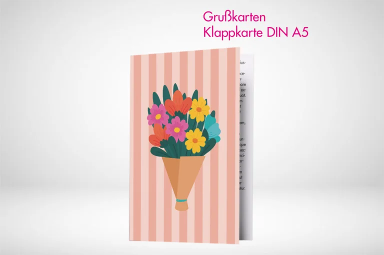 Grußkarten Klappkarten A5 drucken und bestellen. Grußkarten Klappkarten A5 online gestalten und drucken lassen.