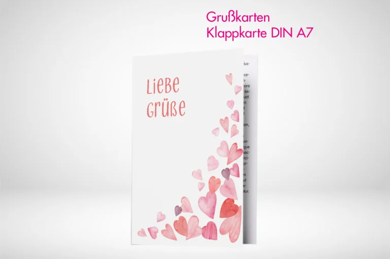 Grußkarten Klappkarten A7 drucken und bestellen. Eigene Grußkarten Klappkarten A7 online gestalten und drucken lassen.