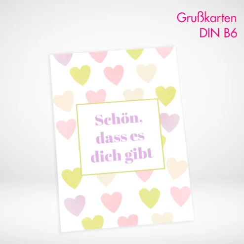 Grußkarten B6 drucken und bestellen. Grußkarten B6 selbst online gestalten und bei PrintOnline24 drucken lassen.