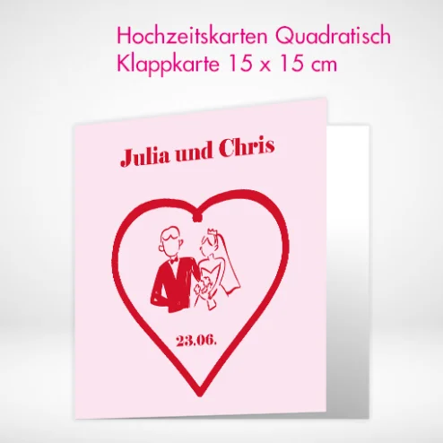 Hochzeitskarten Klappkarten quadratisch drucken und bestellen. Hochzeitskarten Klappkarten quadratisch online gestalten und drucken lassen.