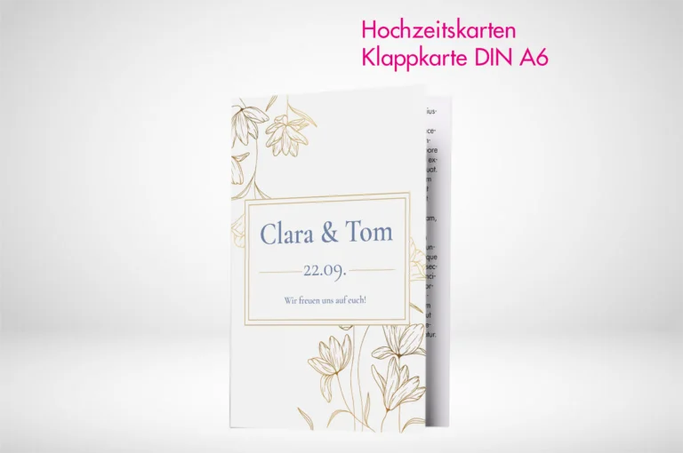 Hochzeitskarten Klappkarten A6 drucken und bestellen. Hochzeitskarten Klappkarten A6 selbst online gestalten und drucken lassen.