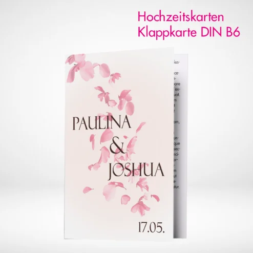 Hochzeitskarten Klappkarten B6 drucken und bestellen. Hochzeitskarten Klappkarten B6 selbst online gestalten und drucken lassen.