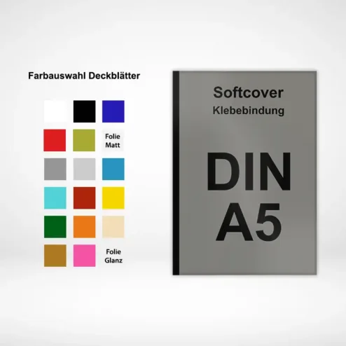 Klebebindung A5 SW Druck (Leimbindung) bestellen. Klebebindung A5 binden und drucken lassen.