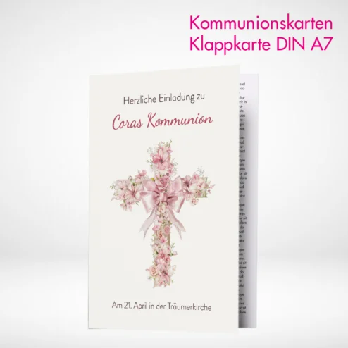 Kommunionskarten Klappkarten A7 drucken lassen. Kommunionskarten Klappkarten A7 online gestalten und bestellen.