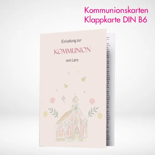 Kommunionskarten Klappkarten B6 drucken und bestellen. Kommunionskarten Klappkarten B6 selbst online gestalten und drucken lassen.