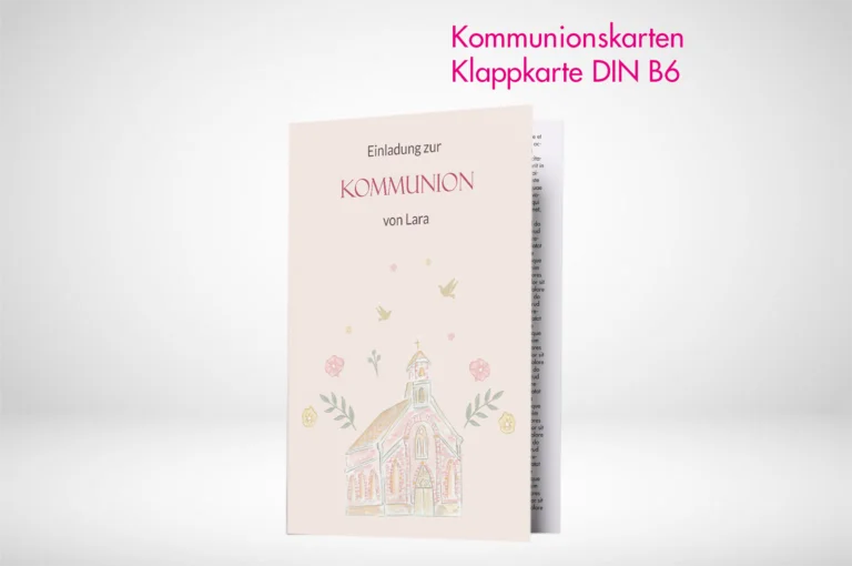 Kommunionskarten Klappkarten B6 drucken und bestellen. Kommunionskarten Klappkarten B6 selbst online gestalten und drucken lassen.