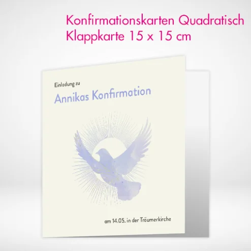 Konfirmationskarten Klappkarten quadratisch drucken und bestellen (15 x 15 cm). Konfirmationskarten Klappkarten quadratisch online gestalten und drucken lassen.