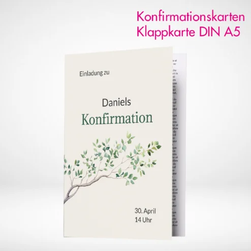Konfirmationskarten Klappkarten A5 drucken und bestellen. Konfirmationskarten Klappkarten A5 online gestalten und drucken lassen.