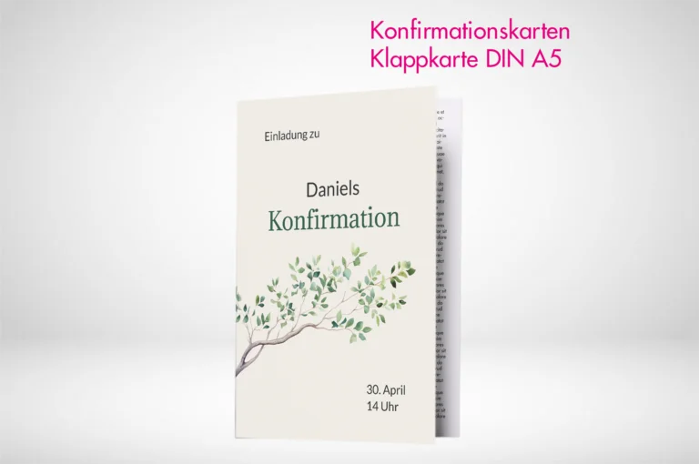 Konfirmationskarten Klappkarten A5 drucken und bestellen. Konfirmationskarten Klappkarten A5 online gestalten und drucken lassen.