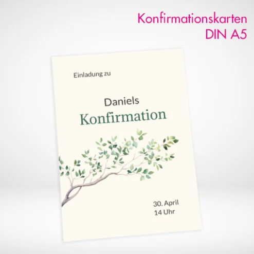 Konfirmationskarten A5 drucken und bestellen. Eigene Konfirmationskarten A5 selbst online gestalten und drucken lassen.