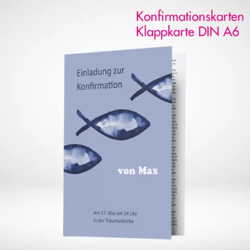Konfirmationskarten Klappkarten A6 drucken und bestellen. Konfirmationskarten Klappkarten A6 online gestalten und drucken lassen.