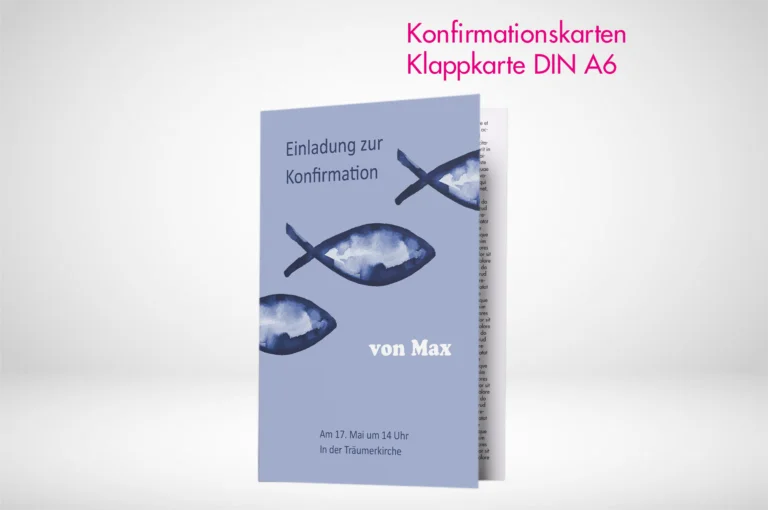 Konfirmationskarten Klappkarten A6 drucken und bestellen. Konfirmationskarten Klappkarten A6 online gestalten und drucken lassen.