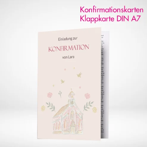 Konfirmationskarten Klappkarten A7 drucken lassen. Konfirmationskarten Klappkarten A7 online gestalten und bestellen.