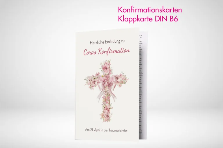 Konfirmationskarten Klappkarten B6 drucken lassen. Konfirmationskarten Klappkarten B6 online gestalten und bestellen bei PrintOnline24.