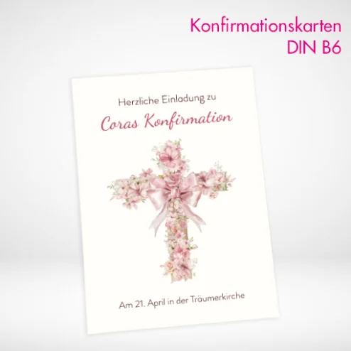 Konfirmationskarten B6 drucken auf verschiedenen Papierstärken. Konfirmationskarten B6 online gestalten und bestellen.