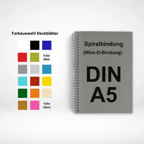 Spiralbindung A5 Schwarz/Weiß Druck (Wire-O-Bindung) bei printonline24.com bestellen. Metallspiralbindung A5 drucken und binden lassen.
