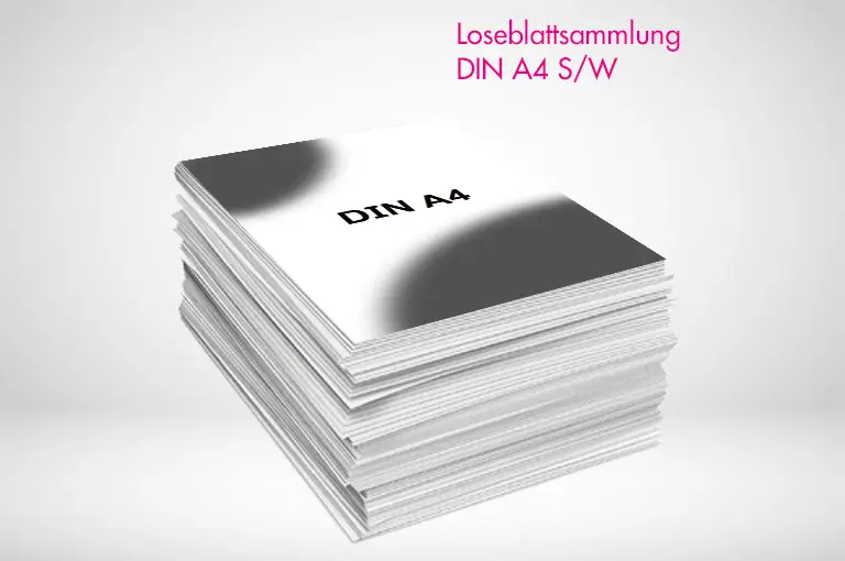 Loseblattsammlung A4 SW drucken und bestellen. Loseblattsammlung A4 SW drucken lassen auf verschiedenen Papierstärken.